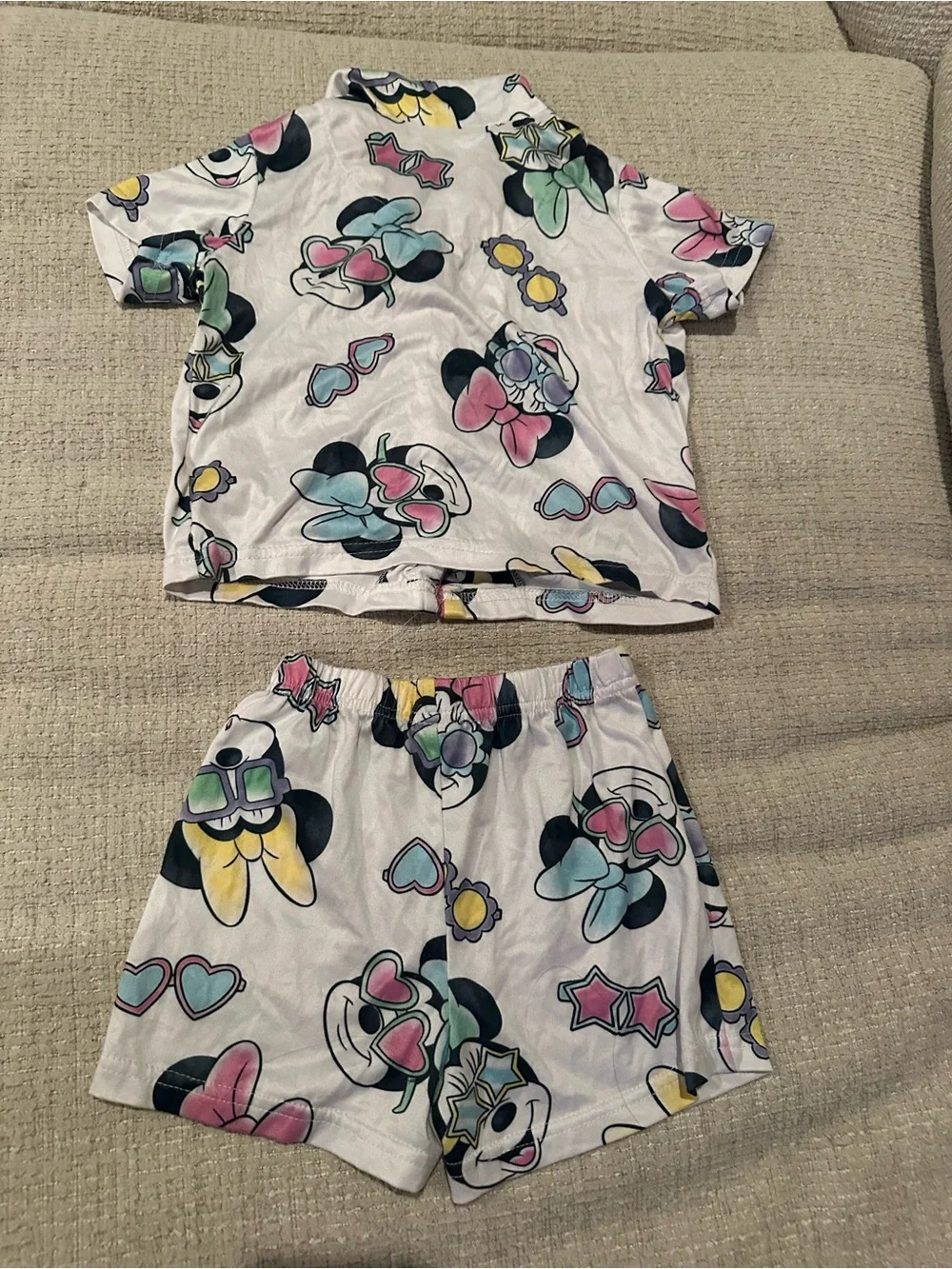 Disney Kids Minnie Mouse Pink & Blue Short Pajama Set size 2T